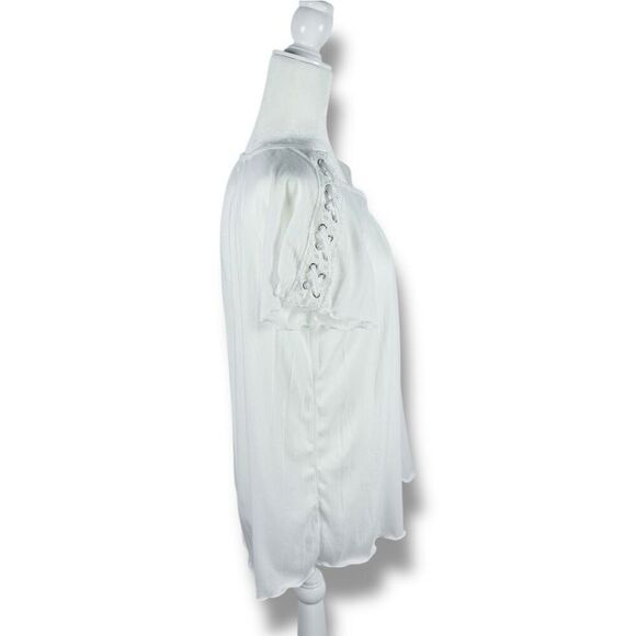 New York Laundry Tie Up Sleeve White Tee Sz M - Picture 5 of 10
